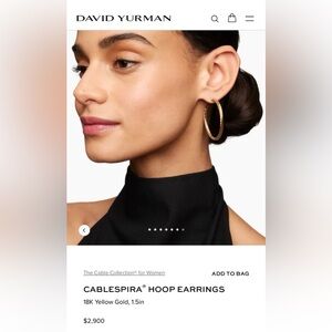 David Yurman 18k Yellow Gold
Cablespira 1.5" Hoop Earring w/Box